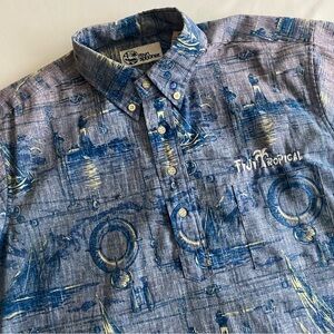Reyn Spooner Hawaiian 1/4 Button Shirt Mens M Sail Boat Light House Ocean Life